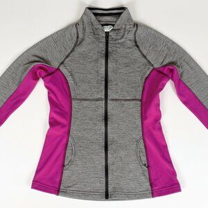 Hard Tail Forever Full Zip Athletic Jacket Gray Pink Ruched Back Size L